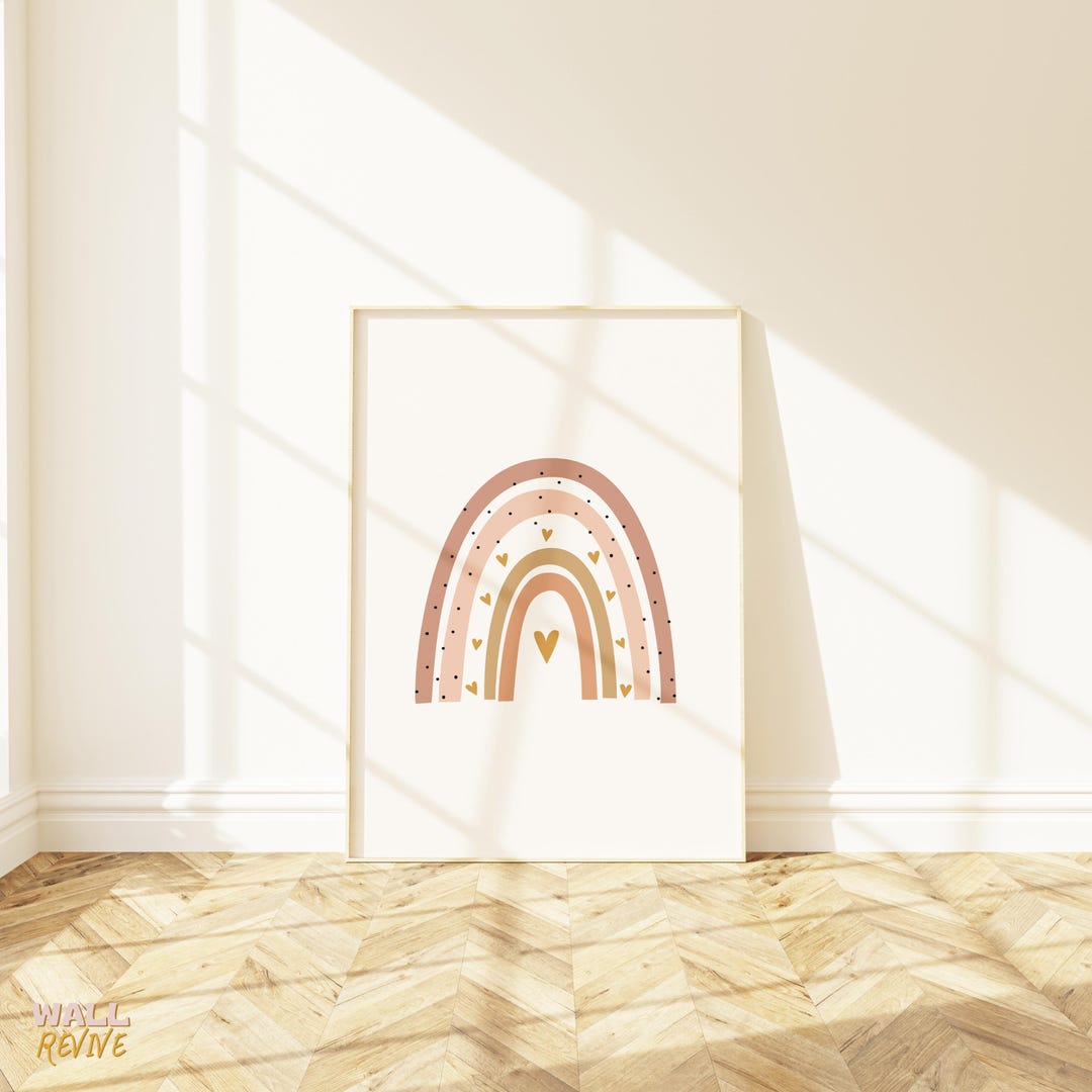 Neutral Rainbow Nursery Wall Art Boho Baby Room Printable Gender ...