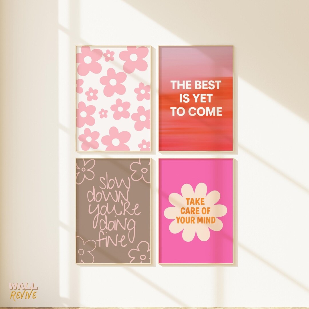 Mental Health Wall Art Set Motivational Printable Quotes for Self Care ...