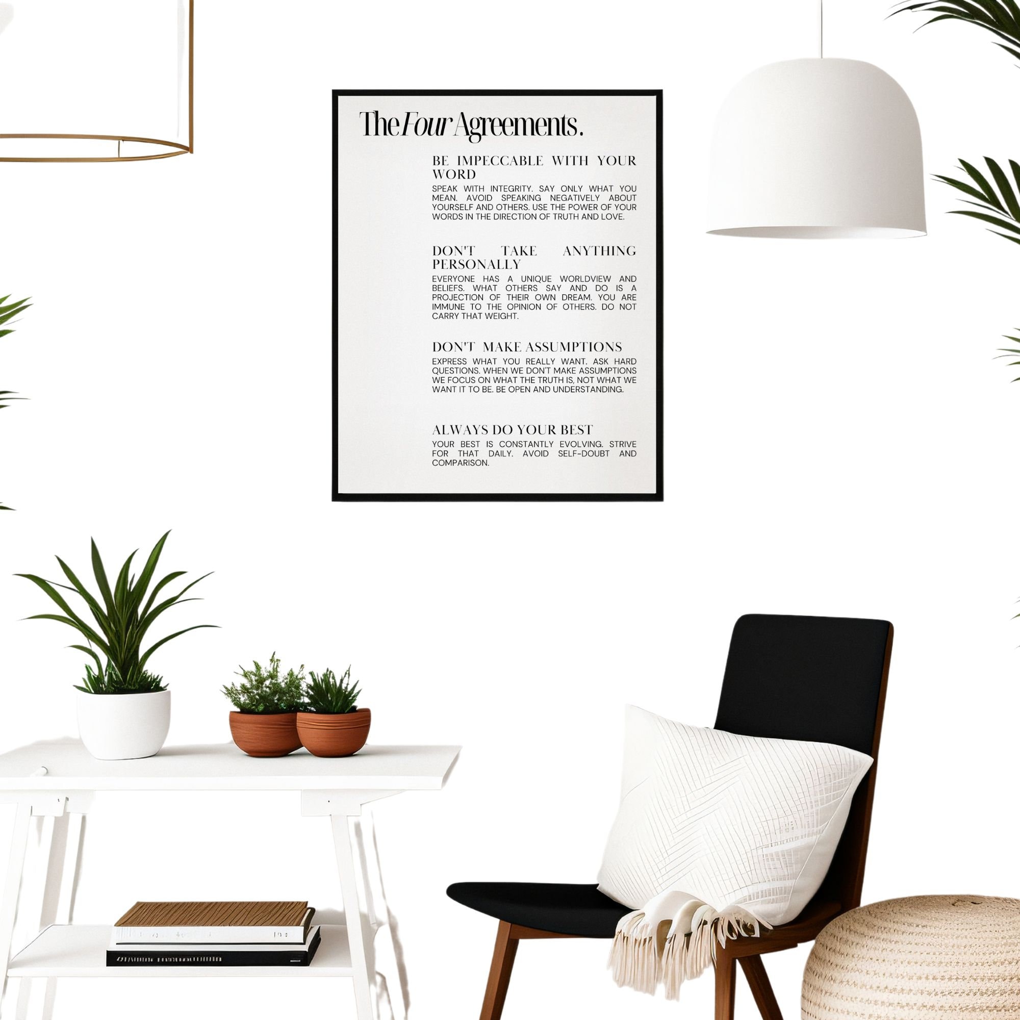 The Four Agreements Wall Art Black and White Art Home Decor Print Art ...