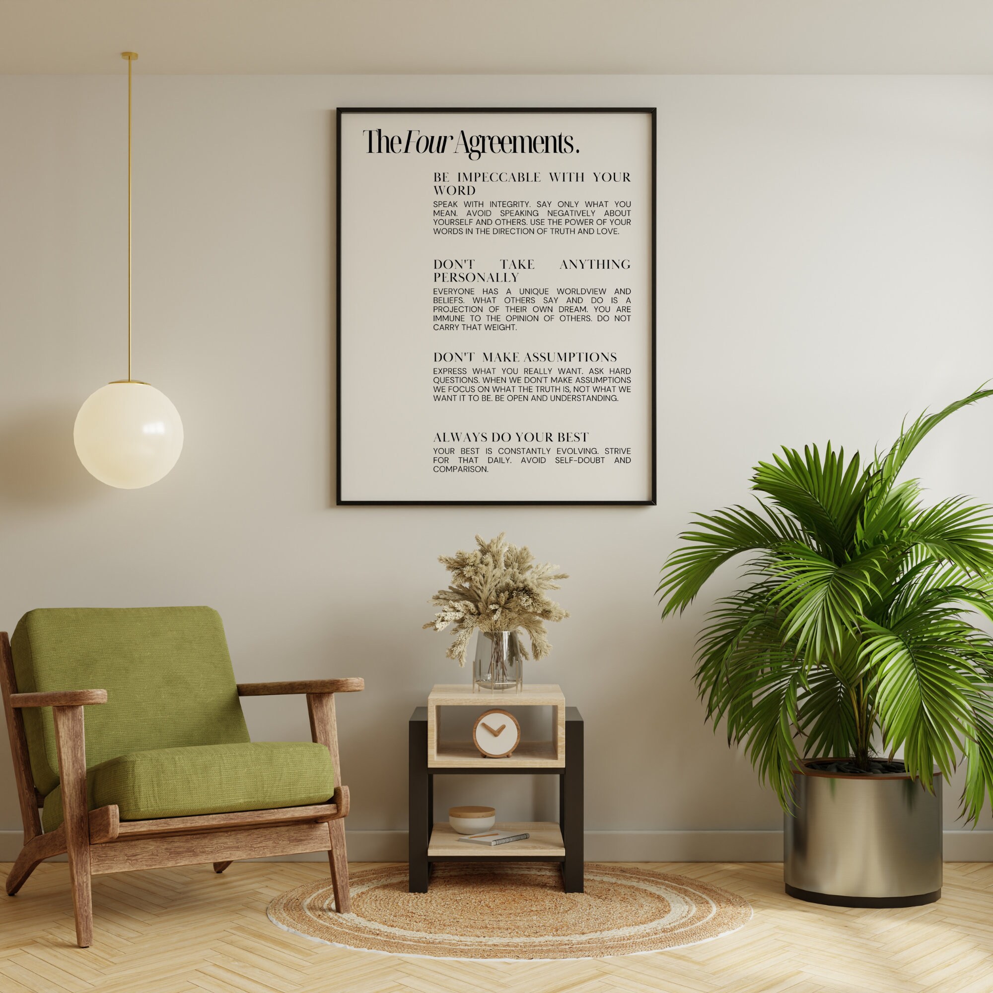 The Four Agreements Wall Art Black and White Art Home Decor Print Art ...