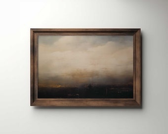 Dark Minimalist Abstract Sky Landscape | Moody Sky Printable Wall Art | Abstract Vintage Digital Download Art | Simple Rustic Wall Art | SK3