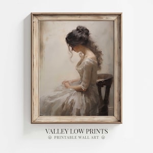 Stimmungsvolles Portrait einer Frau | Wand Kunst Druck | Poster im Vintage Ölmalerei-Stil | Antike druckbare digitale Download | viktorianischer Dekor | PO1