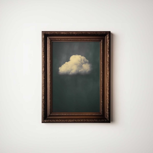 Vintage Moody Dark Sky Decor | Simple Cloud Scene Digital Download Oil Painting Style | Minimalist Digital Art, Printable Download | CL6