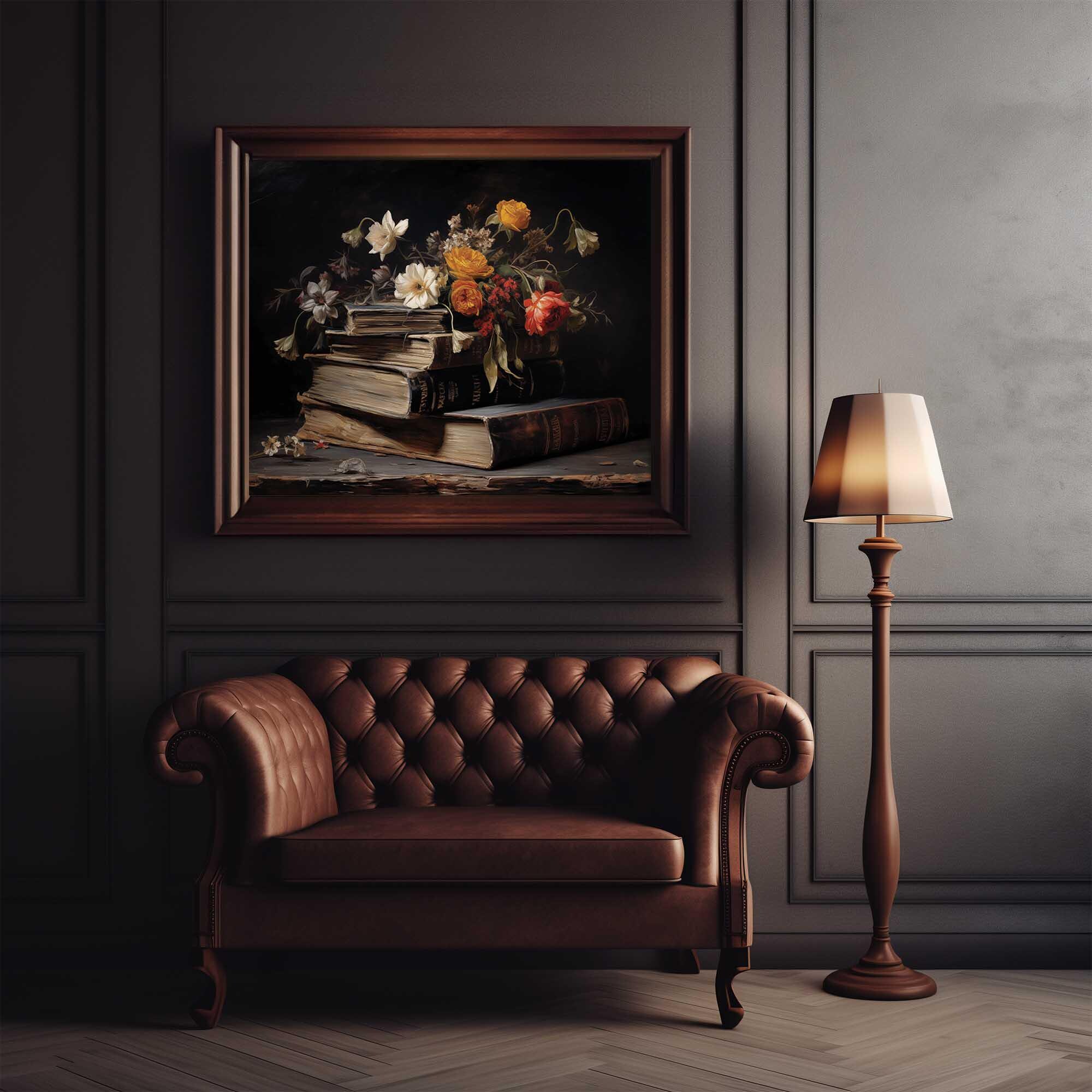 Moody Still Life Oil Painting Digital Download | Antique Books and ...