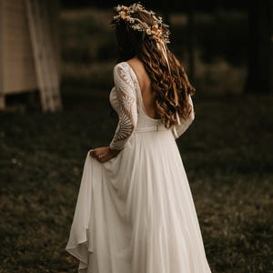 Vestido de novia de encaje rústico para boda íntima, diseño personalizable