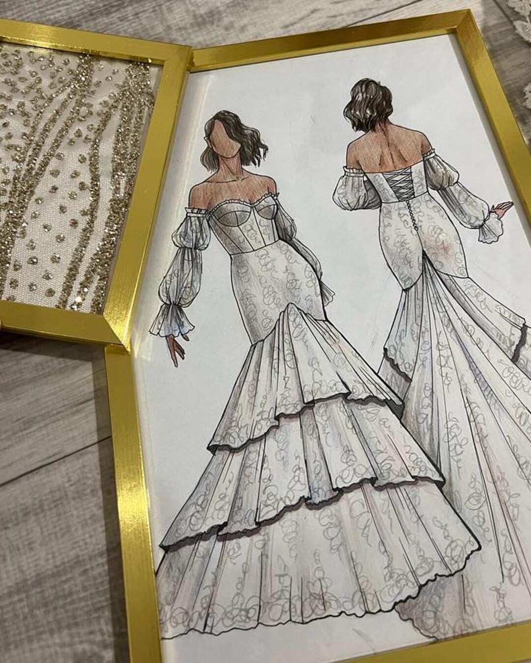 Personalized Bridal Fashion Illustration: Custom Wedding Dress Sketch (A4)  - Etsy