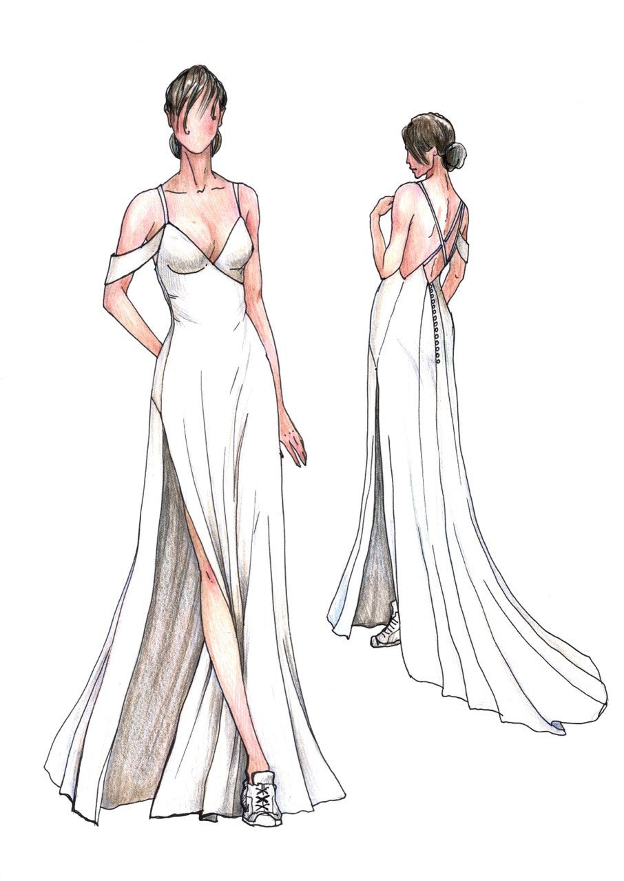 Sketch of Your Wedding Dress, Create Your Own Gown Concept, Custom Design  Fashion Illustration