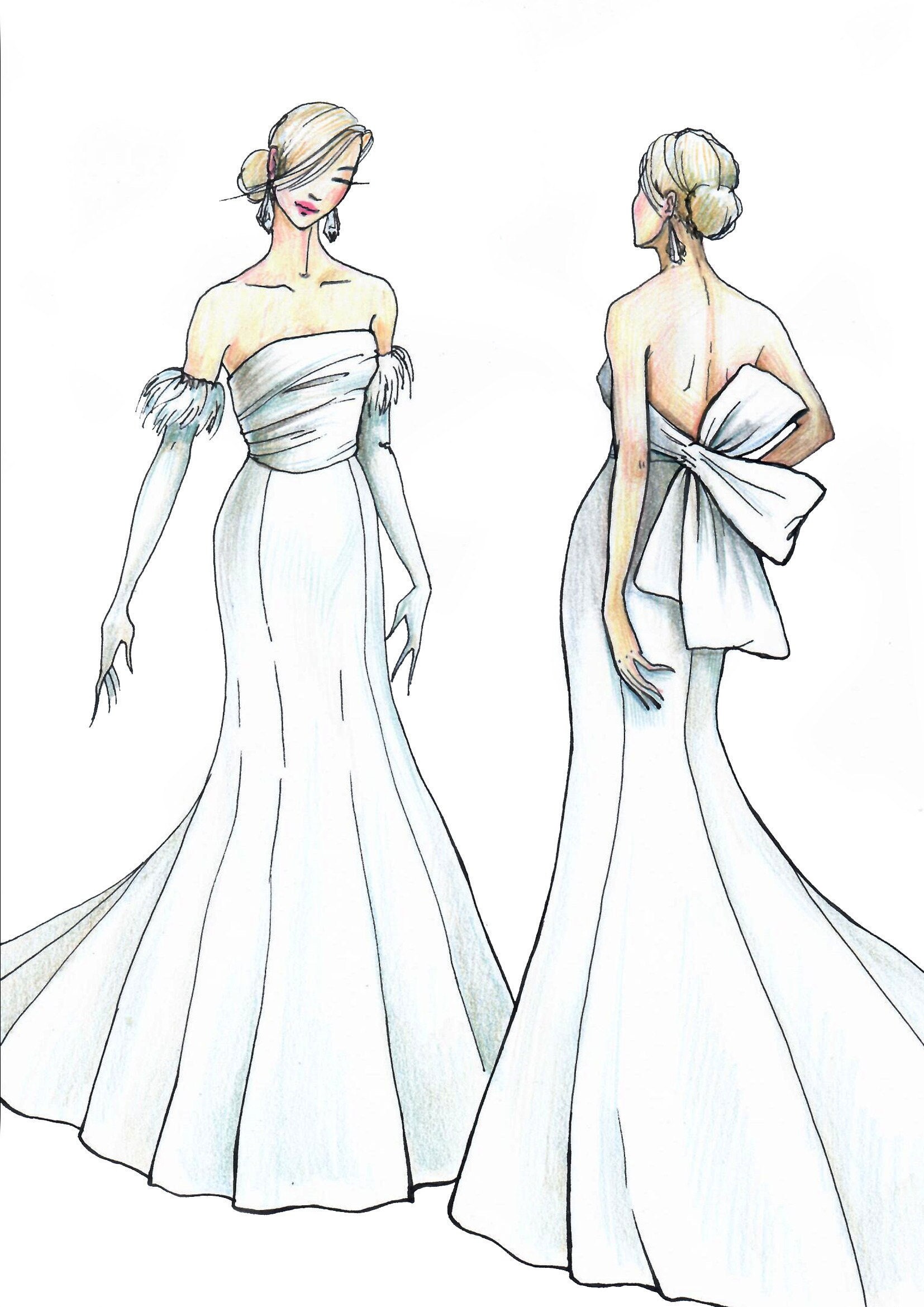 Sketch of Your Wedding Dress, Create Your Own Gown Concept, Custom Design  Fashion Illustration - Etsy