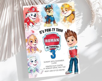 Paw Patrol Birthday Party Invitations - Printed or Digital PDF - 1st, 2nd, 3rd, 4th, 5th Party Invite
