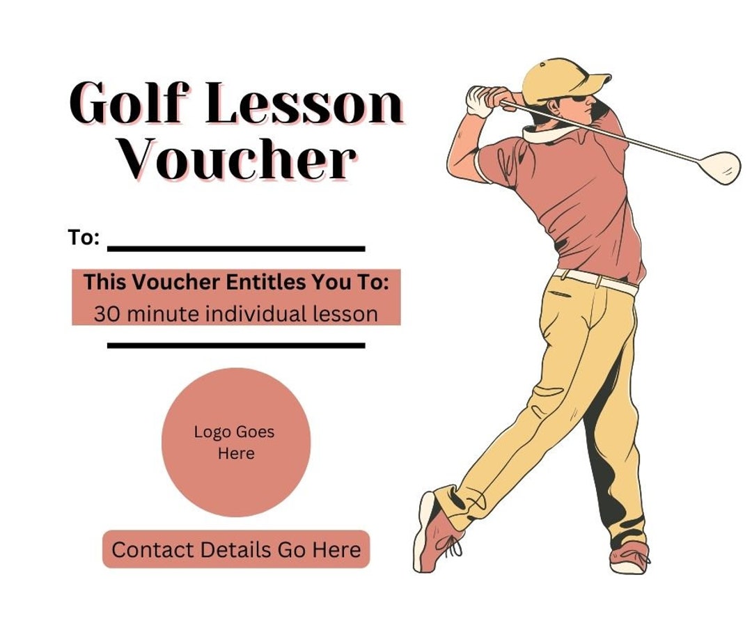 Golf Lesson Voucher Editable Template Through Canva, Birthday Gift, Christmas Gift, Voucher