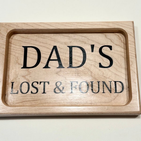 Handcrafted Maple Wood Dads lost and found Trinket Trays with Black Inlay