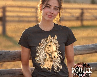 Hand Drawn Western Horse PNG | Cowgirl Horse Illustration | Western Boutique Shirt Design | Sublimation & DTF PNG