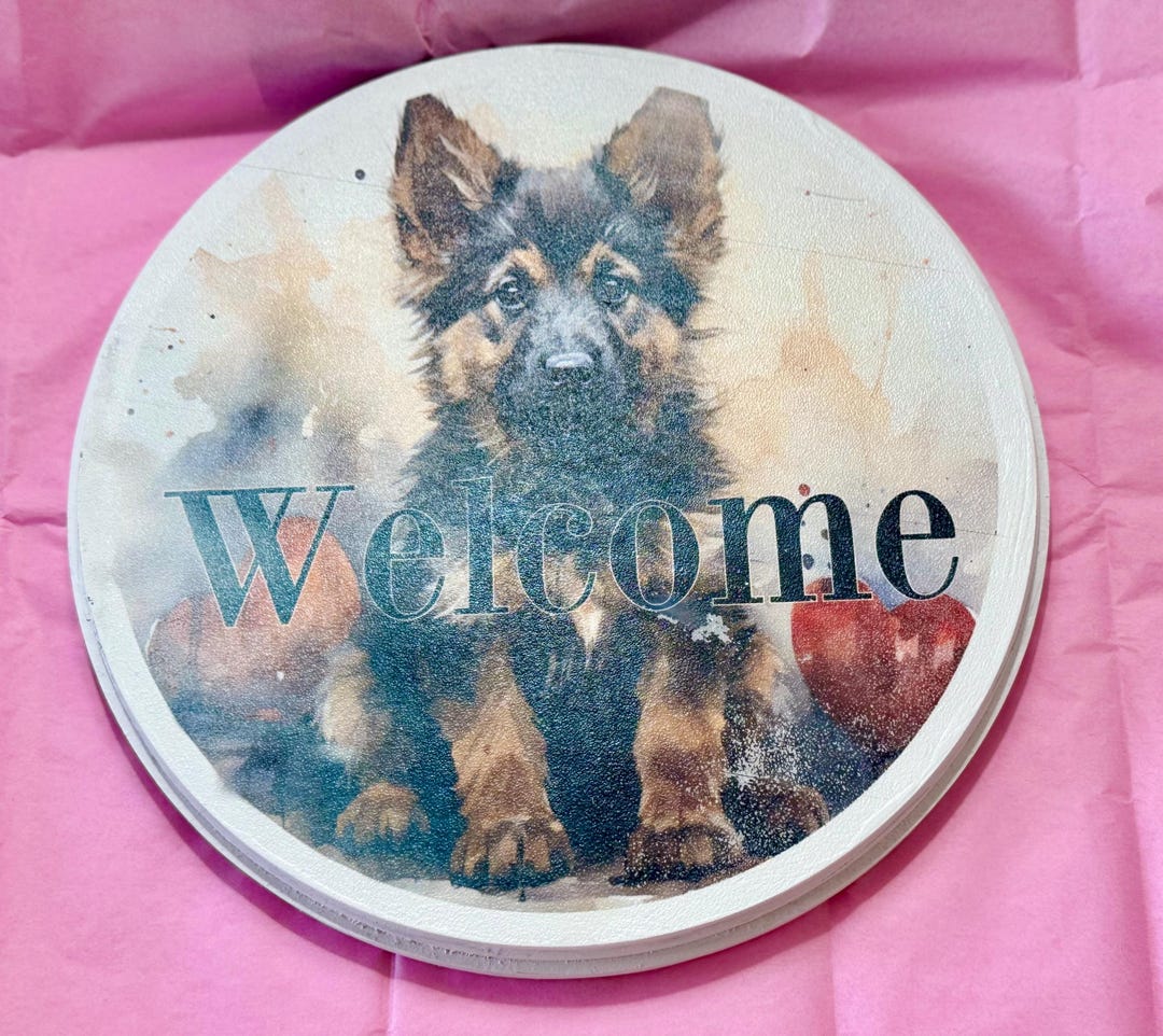 Shepard Puppy Wooden Welcome Sign - 9x9 Inches - Etsy