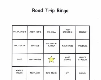 Road Trip Bingo Printed Sheets for Car Ride Entertainment