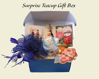 Surprise Teacup and Saucer Gift Box | Teacup Gift | Tea Gift | Vintage Tea Cup Gift | Tea Gift Box | Tea Party Gift Box | Mothers Day Gift