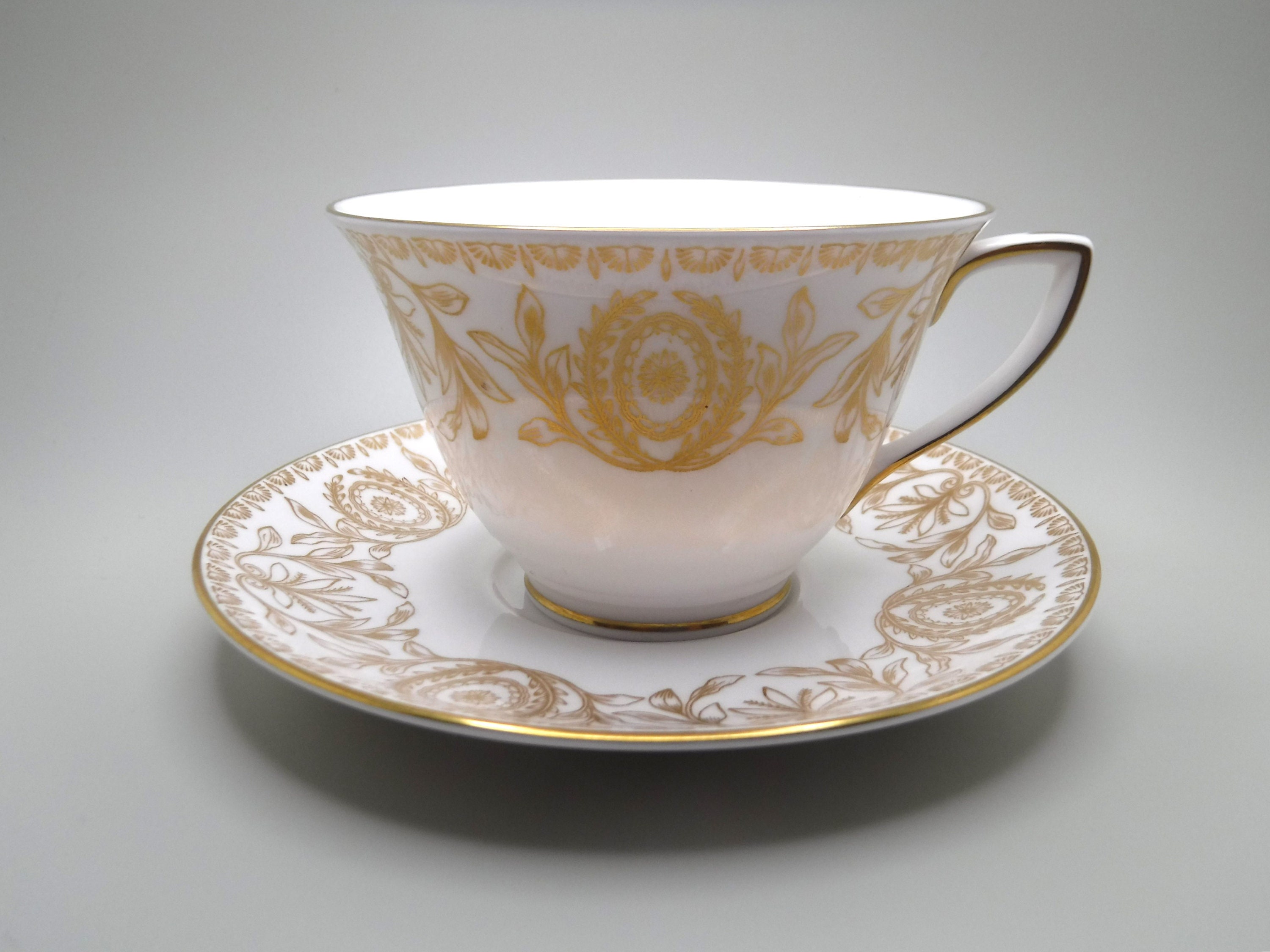 Worcester Porcelain Coffee Cup & Saucer, Plantation Pattern