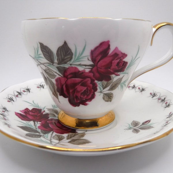 Adderley Teacup and Saucer | Persian Rose | Red | English Bone China