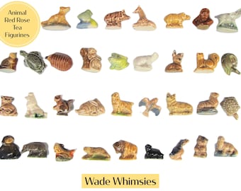 Wade Whimsies: Animals, Red Rose Tea, Miniature Figurines, Vintage Ceramic Figures, Made in England