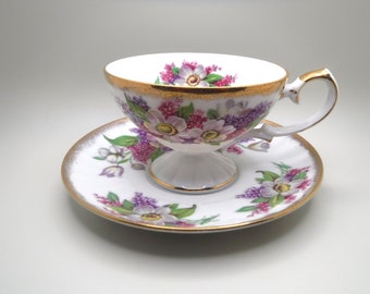 Shafford Teacup and Saucer | Hand Decorated | Floral | Japan