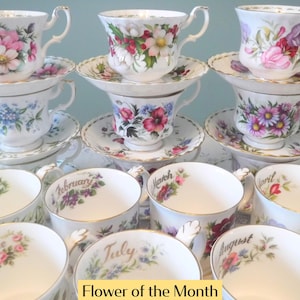Royal Albert Flower of the Month Teacups and Coffee Tea Mugs: January to December