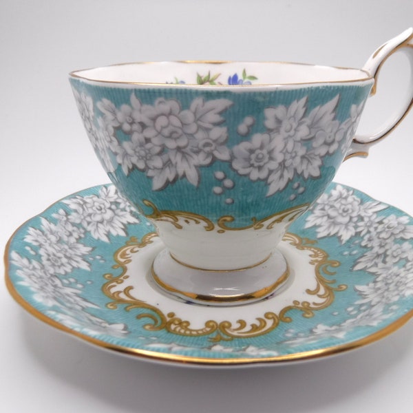 Royal Albert Teacup and Saucer | Enchantment | Blue Floral | English Bone China