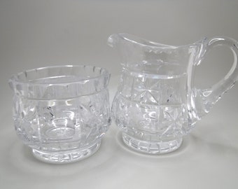 Crystal Glass Sugar Bowl and Creamer