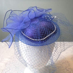 Vintage Ladies Fascinator | Tea Party Fascinator | Church Fascinator | Kentucky Derby | Wedding Fascinator | Horse Races | Blue Fascinator