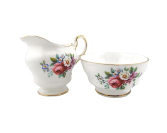 Paragon Fine Bone China Creamer and Sugar Bowl Set: Floral Gilded Trim