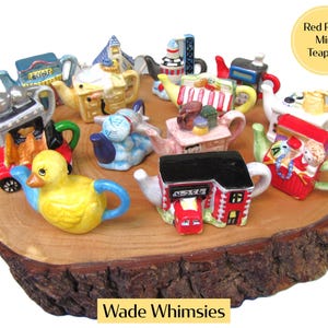 Wade Whimsies : Mini théières, thé à la rose rouge, figurines miniatures, céramiques vintage, fabriquées en Angleterre