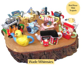 Wade Whimsies: Mini Teapots, Red Rose Tea, Miniature Figurines, Vintage Ceramics, Made in England