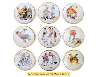 Mini-assiettes Norman Rockwell : Les Quatre Saisons, Édition Limitée, Porcelaine Fine, Fairmont China