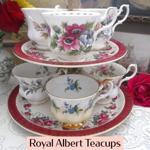 Royal Albert Teacups and Saucers: English Bone China, Collectible Vintage Tea Sets, Montrose Shapes