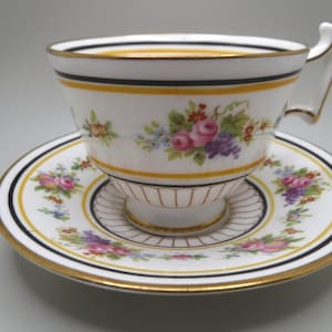 Royal Doulton Vintage Bone China Teacup and Saucer: Floral Tea Set