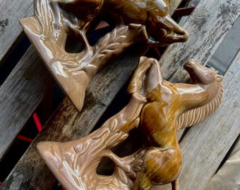 MCM Vintage Glazed Ceramic Horse Figurines