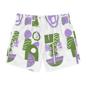 Stijlvolle genderqueer geometrische zwembroek - LGBTQIA-strandkleding met all-overprint