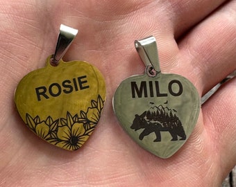 Etiqueta de perro del corazón Etiqueta de collar de perro Etiqueta de gato personalizada Etiqueta de collar de gato personalizada Etiqueta de identificación de gato Etiqueta de identificación de perro Etiqueta de nombre de perro Etiqueta de mascota grabada Etiqueta de nombre de gato
