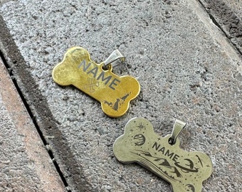 Dog Tag with Address/Phone,Hollow Paw Bone Dog ID Tag,Personalized Dog Tag,Customized Dog Tag,Dog Collar Tag,Dog Name Tag,Unique Pet Tags