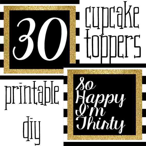 Cupcake Toppers 30th birthday So Happy I'm Thirty Square PNG digital design file for printing and creation DIY craft file