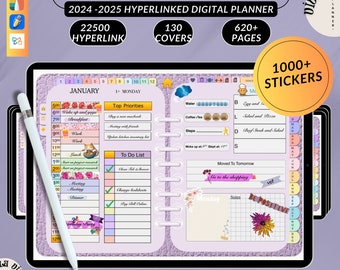 Digital Planner 2024-2025 Goodnotes Planner,Notability Planner,Ipad Planner,Android Planner,Daily Weekly Monthly Planner,Purple Planner