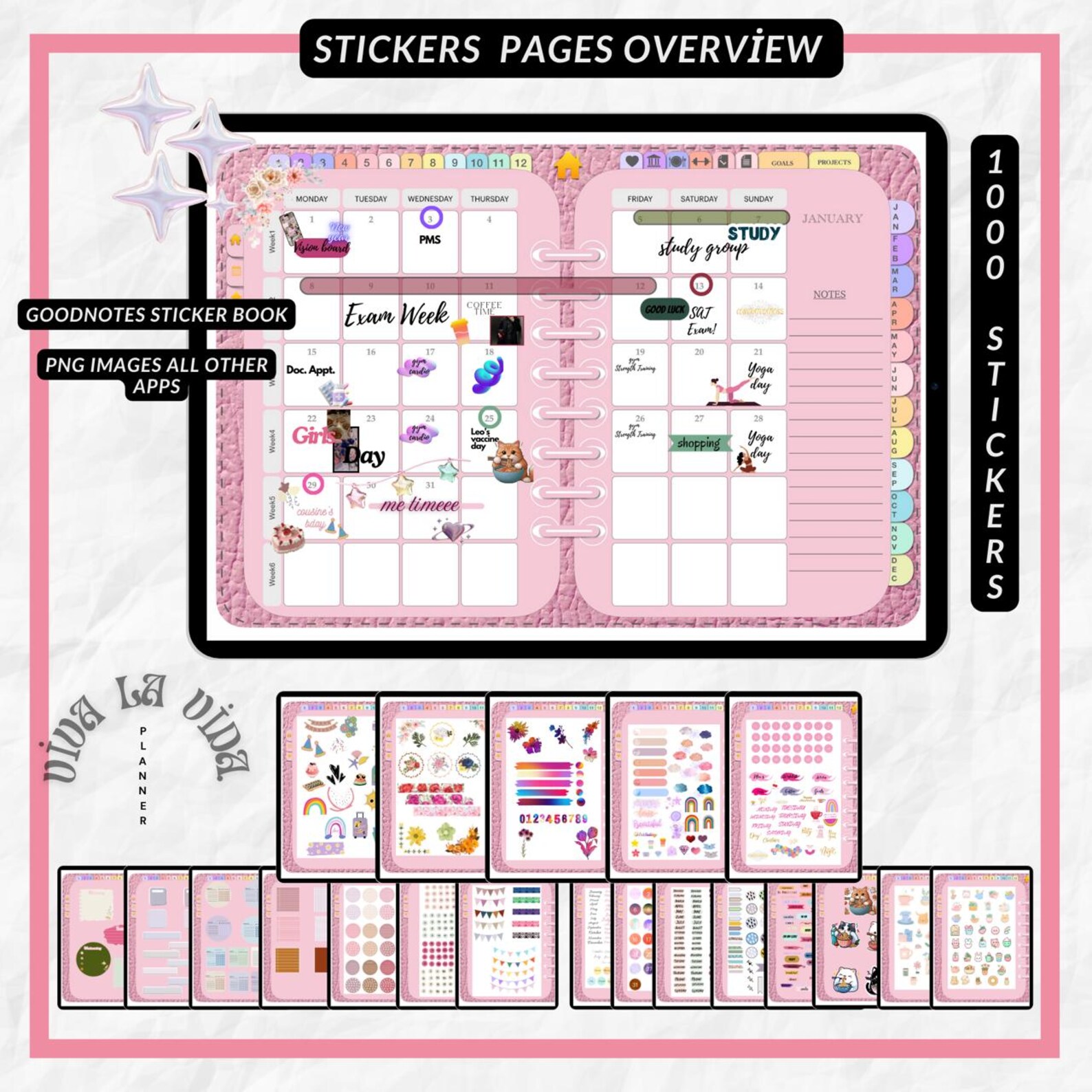 2025-2026 Digital Planner | Hyperlinked Goodnotes Planner | Pink - Etsy