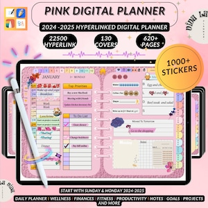 Digital Planner 2025-2026 Goodnotes Planner,Notability Planner,Ipad Planner,Android Planner,Daily Weekly Monthly Planner,Pink Planner,cute
