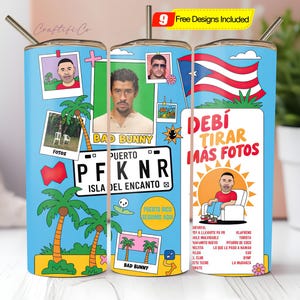 Bad Bunny, PFKNR, Debí Tirar Más Fotos Skinny Tumbler Wrap, Sublimation, PNG File