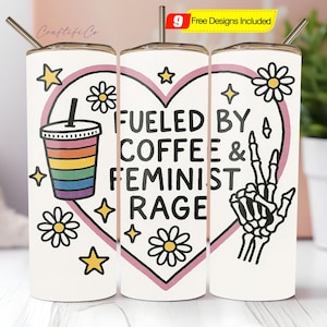 Gevoed door koffie en feministische woede png 20oz beker, feministisch skelet png, skelet esthetisch feministisch ontwerp, sublimatiefeminisme png