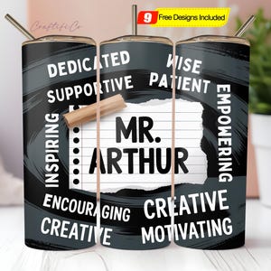 Customizable Teacher Tumbler Wrap PNG Teacher Appreciation Gift Custom name Sublimation Designs 20 oz Skinny Tumbler Png