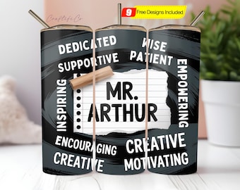 Customizable Teacher Tumbler Wrap PNG Teacher Appreciation Gift Custom name Sublimation Designs 20 oz Skinny Tumbler Png