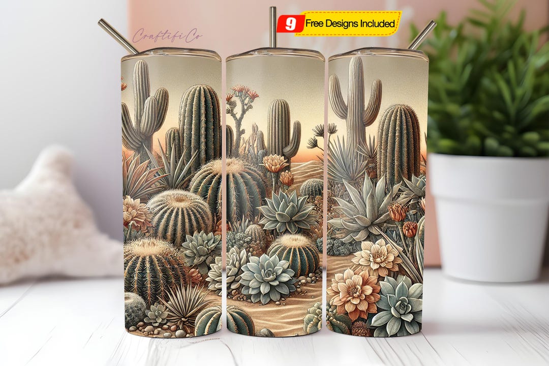 Boho Southwestern Cactus Succulent 20 Oz Skinny Tumbler Sublimation ...