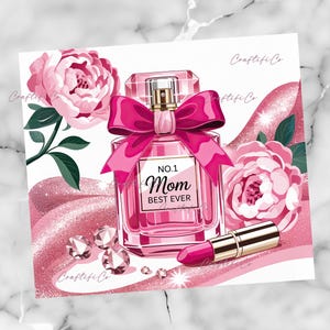 a card with a bottle of perfume on it