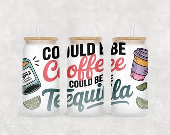 Kan koffie zijn, tequila, Libbey-mok van 16 oz, transfer Grappige zomerse beker Wrap Libby glazen beker transfer