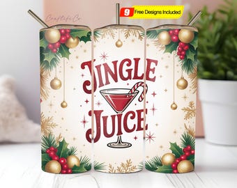 Diseño PNG para envoltorio de vaso con divertido martini navideño, diseño de sublimación con humor navideño y alcohol (descarga digital)
