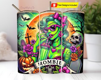 Mombie ハロウィン タンブラーラップ: 20 オンス スキニータンブラーデザイン デジタルダウンロード PNG